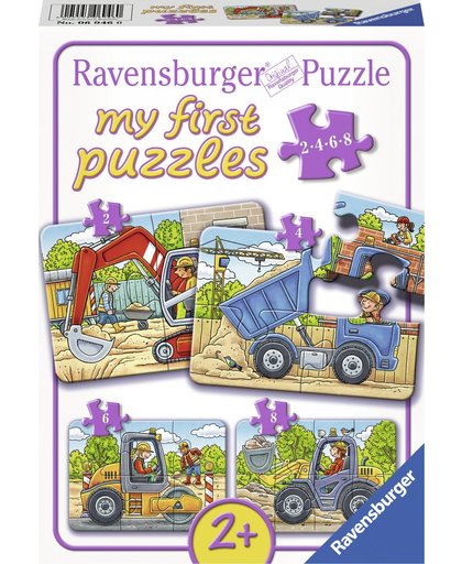 Ravensburger Mijn favoriete bouwwagens - My First puzzels - 2+4+6+8 stukjes - kinderpuzzel