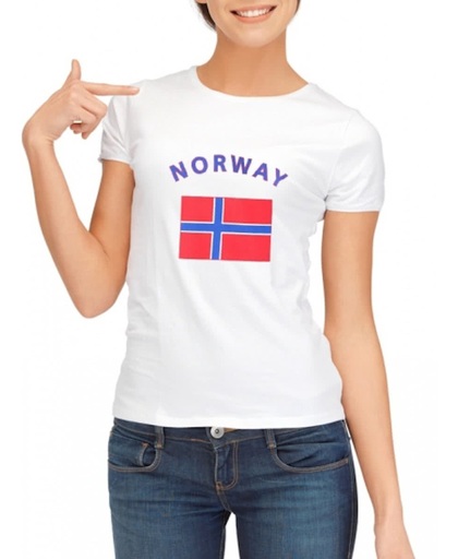Wit dames t-shirt met vlag van Noorwegen Xl