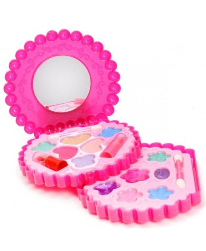 Eddy Toys Make up set ronde vorm met spiegel 14 cm roze