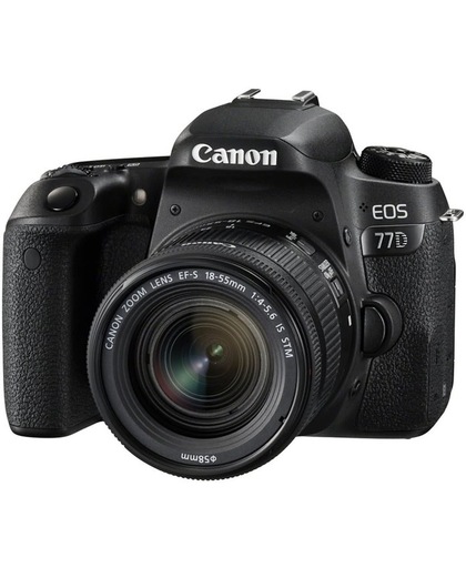 Canon EOS 77D + 18-55mm F4.0-5.6 IS STM SLR camerakit 24.2MP CMOS 6000 x 4000Pixels Zwart