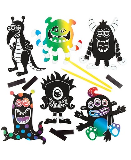 Kraskunstmagneten buitenaardse monsters voor kinderen. Leuke kinderknutsel- en decoratiesets voor jongens en meisjes (10 stuks per verpakking)