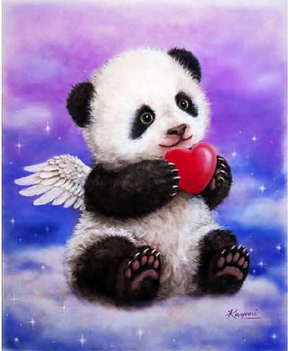 Pandabeer met hart - Diamond Painting 25x30 (Volledige bedekking - Vierkante steentjes)