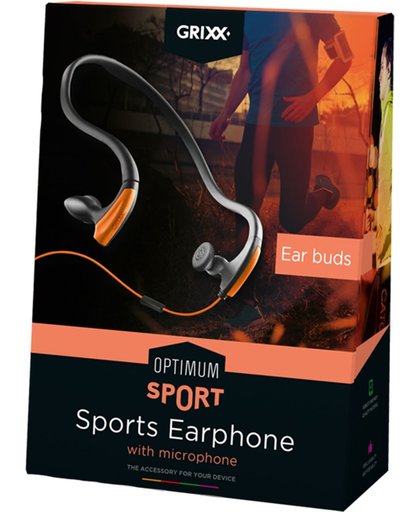 Grixx Optimum Sports earbud earphones met microfoon - zwart/oranje