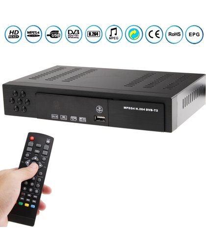 H.264 / MPEG-4 1080P HD DVB-T2 Digitale TV Receiver Ontvanger Set Top Box(zwart)