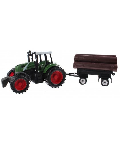 Toi Toys speelset Tractor met aanhanger boomstam 42 cm groen