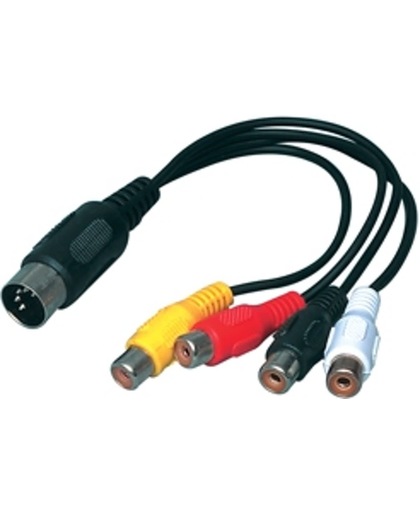 Audio / video kabel 5p DIN steker - 4x tulp kontra steker 0,20 m