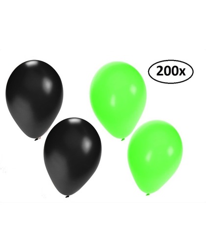 Ballonnen helium 200x groen en zwart