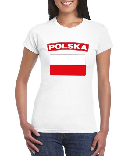 Polen t-shirt met Poolse vlag wit dames - maat L