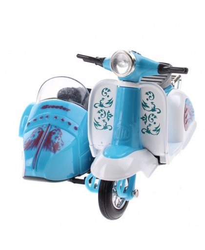 Toi Toys scooter met zijspan diecast 12 x 9 x 7 cm blauw