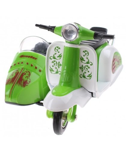Toi Toys scooter met zijspan diecast 12 x 9 x 7 cm groen