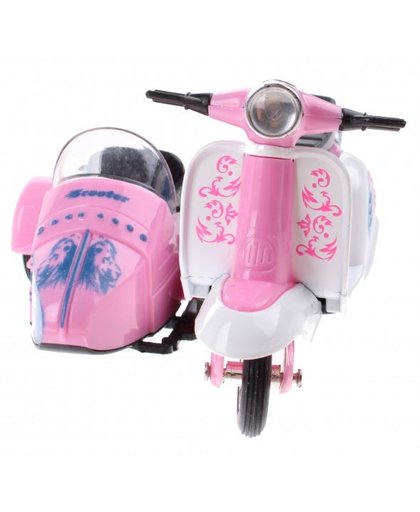 Toi Toys scooter met zijspan diecast 12 x 9 x 7 cm roze