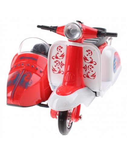 Toi Toys scooter met zijspan diecast 12 x 9 x 7 cm rood