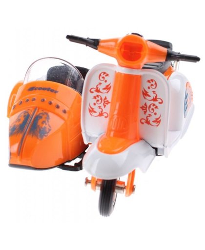 Toi Toys scooter met zijspan diecast 12 x 9 x 7 cm oranje