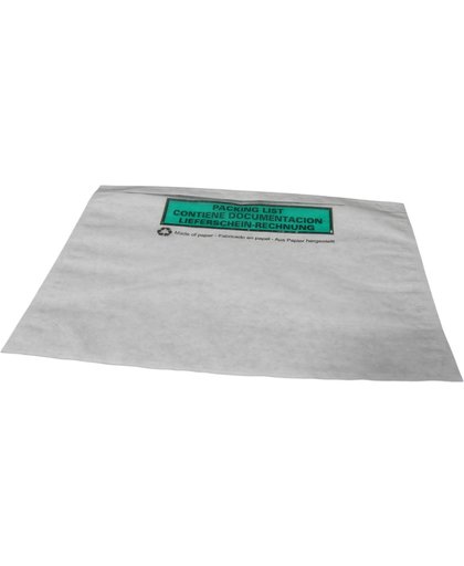 Paklijstenveloppen C5 228 x 165 mm – BIOLOGISCH AFBREEKBAAR - 1000 stuks – packinglist - transparant - envelop – plak envelop - plakzak - Groen
