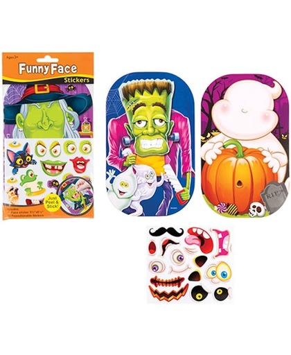 Stickersets met grappige halloweengezichtjes voor kinderen. Leuke halloweencadeautjes voor zakgeldprijzen - Perfect voor in feesttasjes voor kinderen (4 stuks per verpakking)