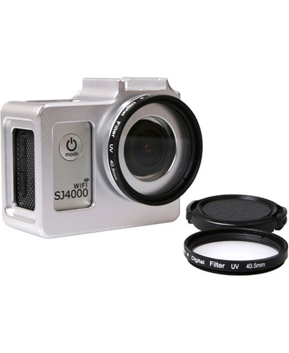 Universeel Aluminum Alloy beschermingshoesje met 40.5mm UV Filter & Lens beschermings Cap voor SJCAM SJ4000 & SJ4000 Wifi & SJ4000+ Wifi & SJ6000 & SJ7000 Sport Action Camera(zilver)