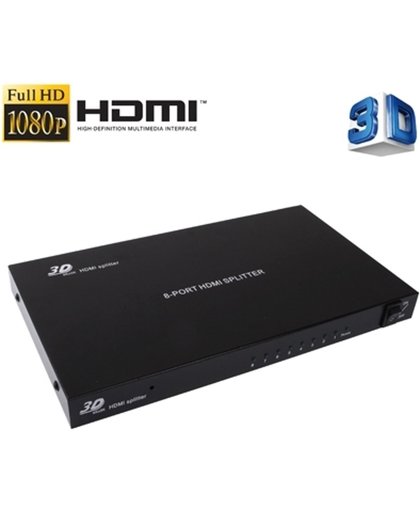 1 x 8 Full HD 1080P HDMI Splitter met Switch, V1.4 Versie, ondersteunt 3D & 4K x 2K(zwart)