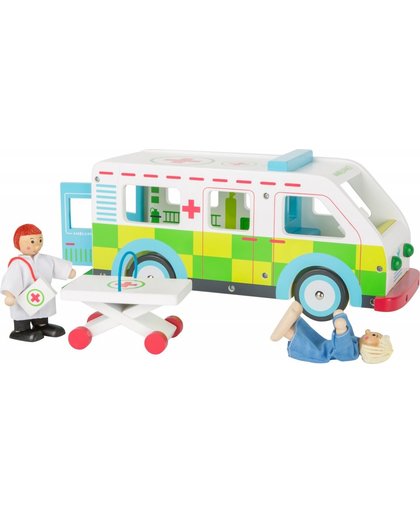 Small Foot ambulance speelset hout wit/groen 32 cm 5 delig