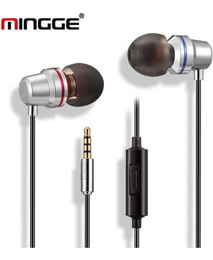 MINGGE M206 In-Ear Oortjes Special Edition Silver Oortjes headset iPhone 4 5 5S 5C SE 6 6S 7 Plus