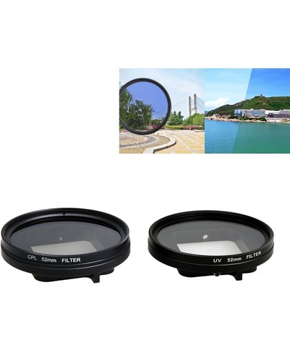 Professionele 52mm Lens Filter set (CPL Filter + Lens beschermings Cap + Hex Spanner) & (UV Filter + Lens beschermings Cap + Hex Spanner) voor GoPro HERO5