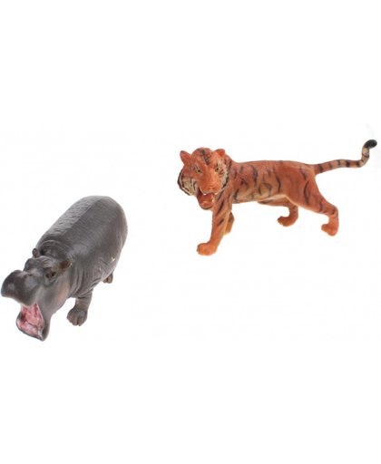 Toi Toys speelfiguren tijger en nijlpaard 10 cm