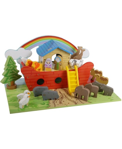 Playwood - Ark van noach rood met grondplaat; inclusief dieren