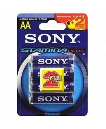 Sony 4+2 AAA Stamina Plus Alkaline 1.5V niet-oplaadbare batterij