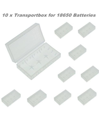10 Stuks - Transportbox voor 18650 Batterijen
