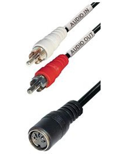 PremiumConnect Adapter kabel DIN 5pins vrouwelijk - 1x RCA playback en 1x RCA record mannelijk - 0,20 meter