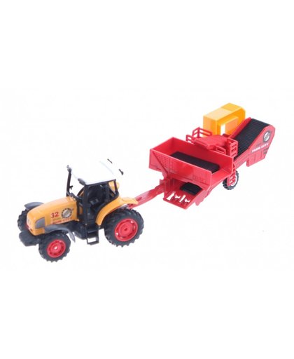 Toi Toys tractor met aanhanger geel