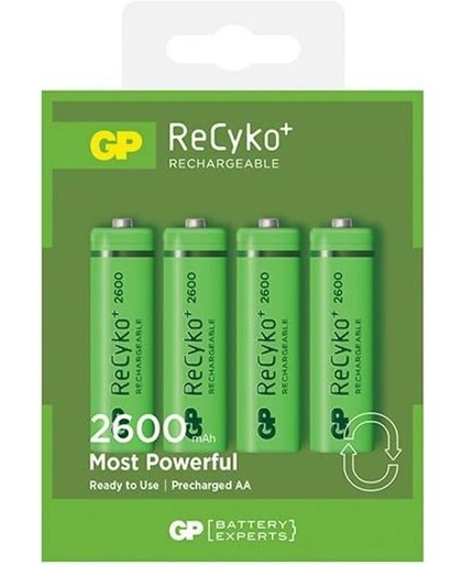 Setje van 4 krachtige AA GP ReCyko+ batterijen - 2600mAh
