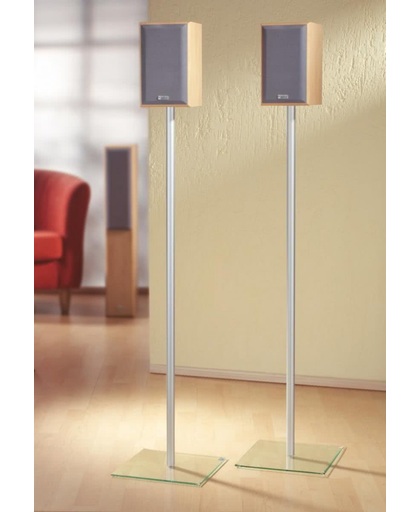 Speakerstandaard set van 2 Sulivo Maxi aluminium met helder glas