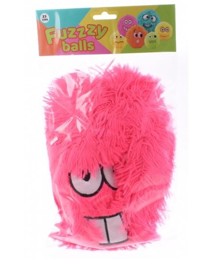Johntoy Fuzzybal met gezichtje pluche roze 25 cm