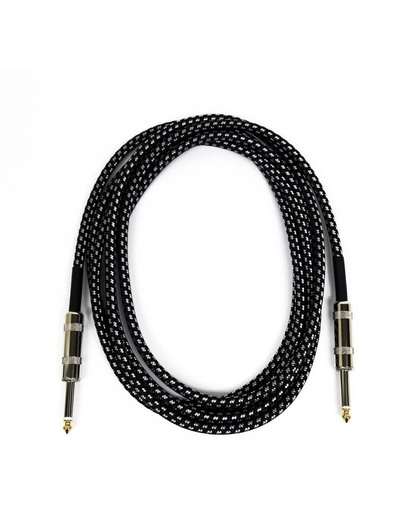 Áengus Black Tweed Gitaarkabel - Instrument kabel - 3 meter - 6.35mm mono jack plug recht/recht - zwart