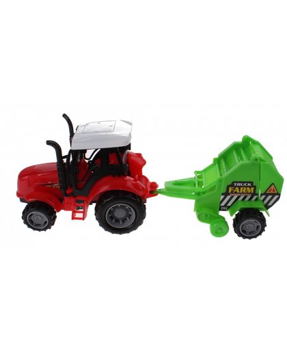 Gearbox tractor met hooikar 30 cm groen/rood