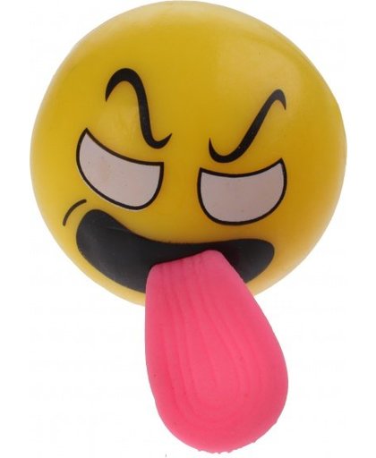 Eddy Toys stuiterbal emoji met licht 6 cm boos