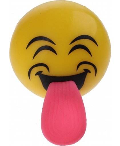 Eddy Toys stuiterbal emoji met licht 6 cm ogen dicht