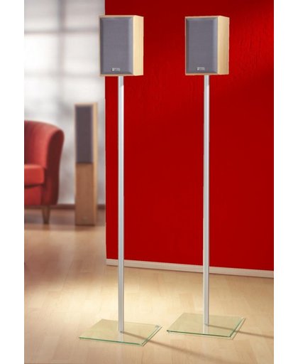 Speakerstandaard set van 2 Sulivo Mini aluminium / helder glas