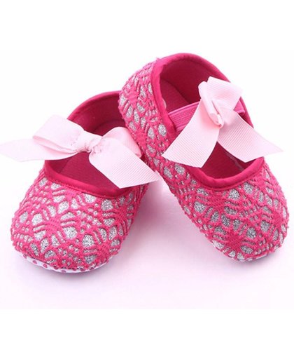 Roze Ballerina's / Babyschoentjes met Glitter - 0 tot 6 maanden