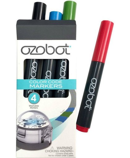 Ozobot - Kleurcode - Uitwisbare stiften - 4 stuks - Rood/Groen/Zwart/Blauw