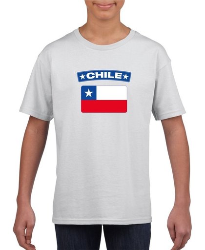 Chili t-shirt met Chileense vlag wit kinderen M (134-140)