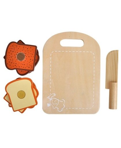 Mamamemo speelgoedeten brood hout 4 delig 20 x 14 cm
