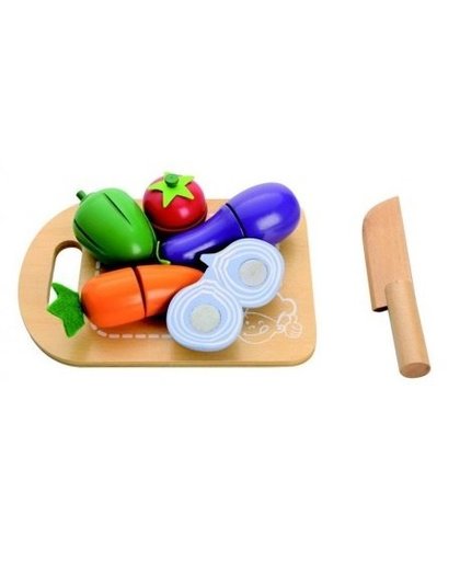 Mamamemo speelgoedeten groente hout 7 delig 20 x 14 cm