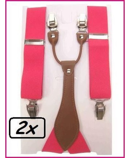 2x Bretel luxe pink met leder