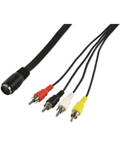 Audio / video kabel 5p DIN kontra steker - 4x tulp steker 0,20 m