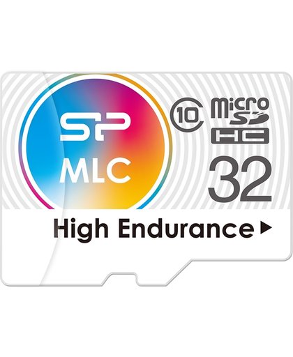 Silicon Power 32GB High Endurance MicroSDHC Class10 UHS-1 MLC NAND incl. SD-adapter Zwart
