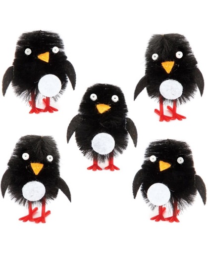 Mini donzige pinguïns. Creatieve knutselpakketten voor kerstdecoraties (10 stuks per verpakking)