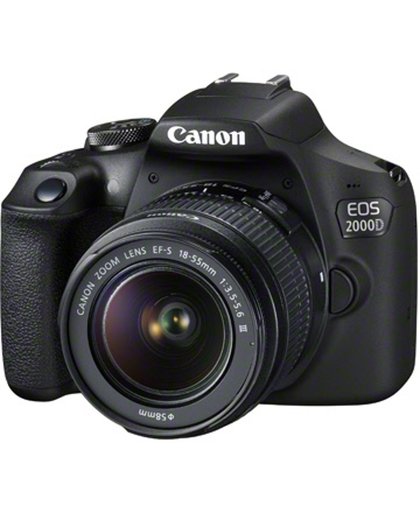 Canon EOS 2000D + EF-S 18-55mm f/3.5-5.6 IS II + EF 75-300mm f/4-5.6 III SLR camerakit 24.1MP CMOS 6000 x 4000Pixels Zwart