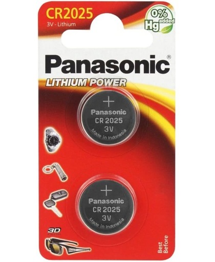 2 stuks - Panasonic CR2025EP/2B Lithium knoopcelbatterij