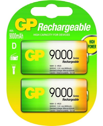GP Batteries NiMH rechargeable batteries D Nikkel Metaal Hydride 9000mAh 1.2V oplaadbare batterij/accu